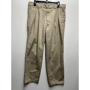 Dockers Mens Pants Size 38x32 Beige Pleated Front Relaxed Fit Khakis